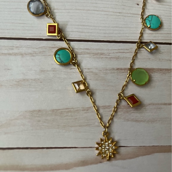 Beautiful Summery Gold and Stones Necklace and Bracelet Set - Picture 2 of 5